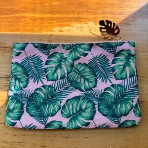 Ipsy Pouch Botanical Print with Silky Finish Pink Green